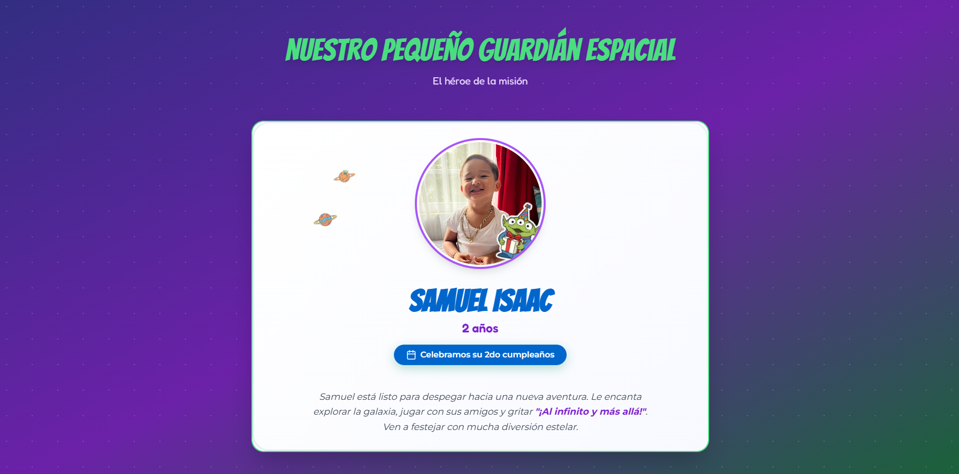 Presentación del festejado